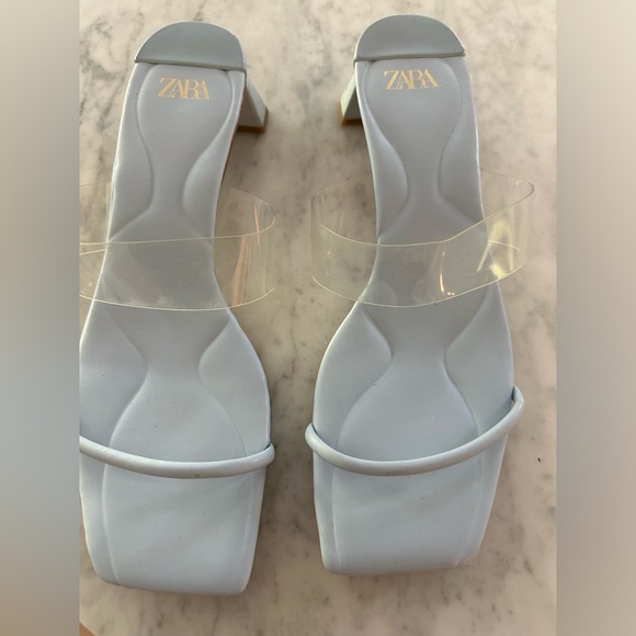 Zara SANDALS Size  38 (7.5) Pale Blue EUC - Picture 6 of 10